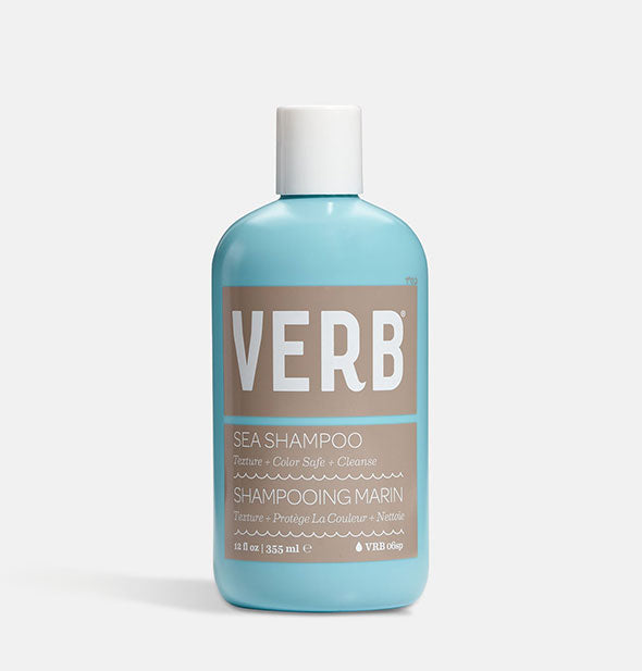 Blue and beige 12 ounce bottle of Verb Sea Shampoo