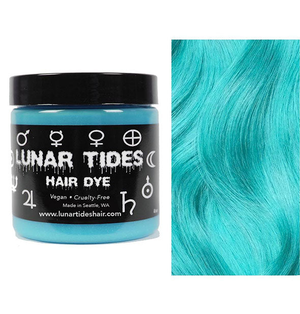 Lunar Tides Hair Dye pot shown in vibrant aqua shade Sea Witch