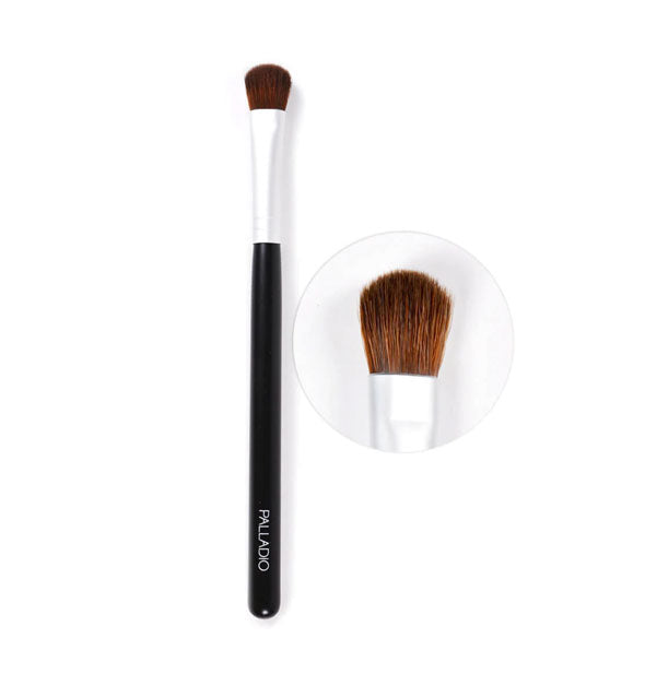 Slender Palladio makeup brush with short, rounded bristles for eyeshadow blending