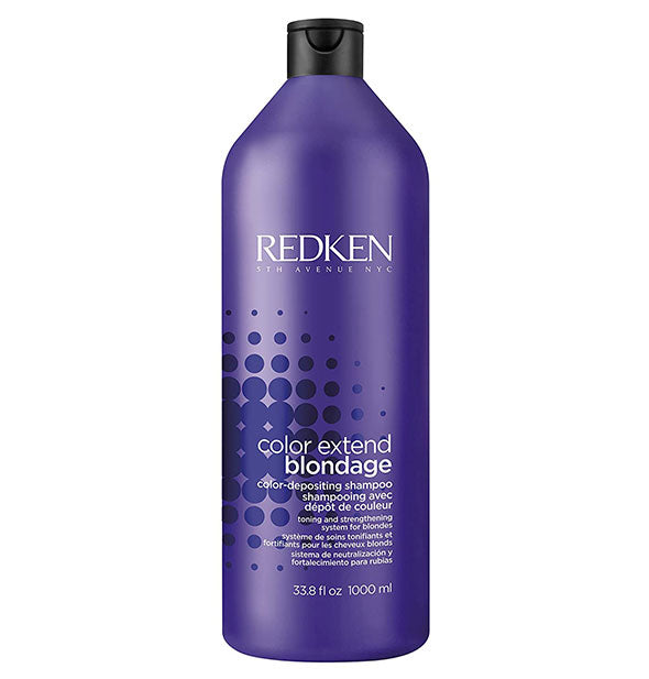 33.8 ounce purple bottle of Redken Color Extend Blondage Color-Depositing Shampoo