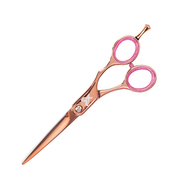Rose gold cutting shears with sparkly pink finger holes