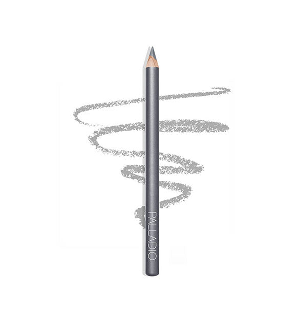 Silver Palladio makeup pencil with product squiggle drawn behind