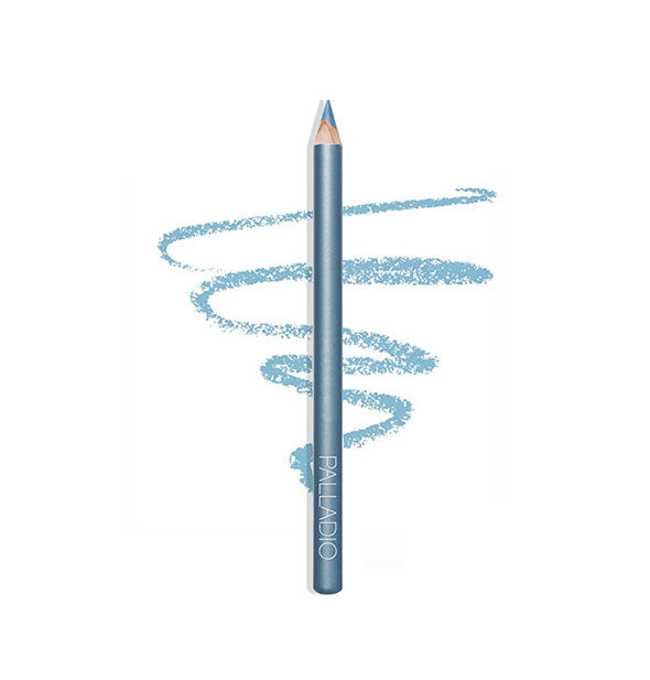 Light blue Palladio makeup pencil with product squiggle drawn behind