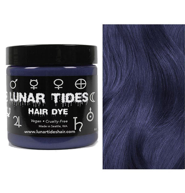 Lunar Tides Hair Dye pot shown in dark gray-blue shade Smoky Navy