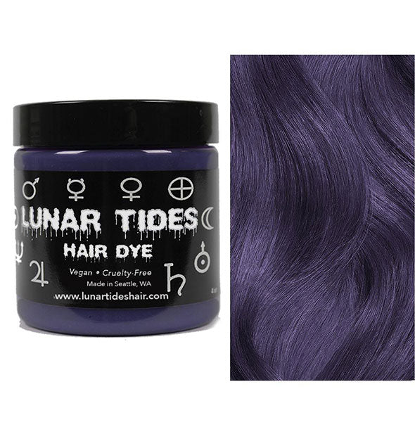 Lunar Tides Hair Dye pot shown in dark indigo shade Smoky Purple