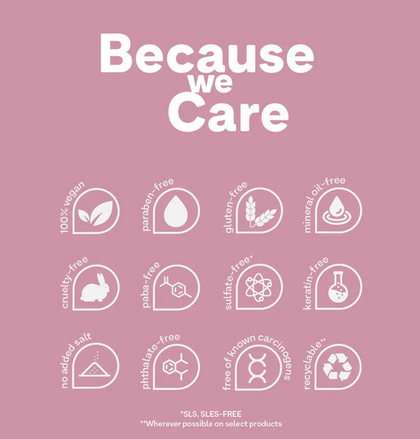 "Because We Care" healthy benefits of ColorProof products represented by infographics