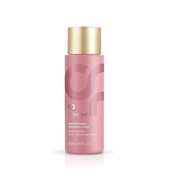 8.5 ounce pink bottle of ColorProof Smooth Shampoo with gold cap