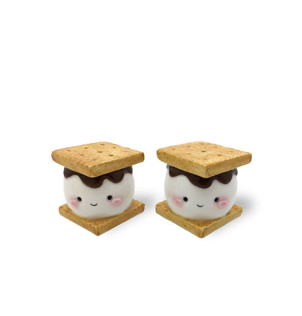 Set of two smiling s'more salt and pepper shakers