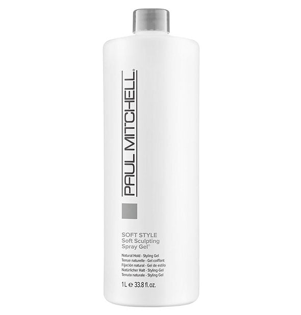 33.8 ounce bottle of Paul Mitchell Soft Style Soft Sculpting Spray Gel