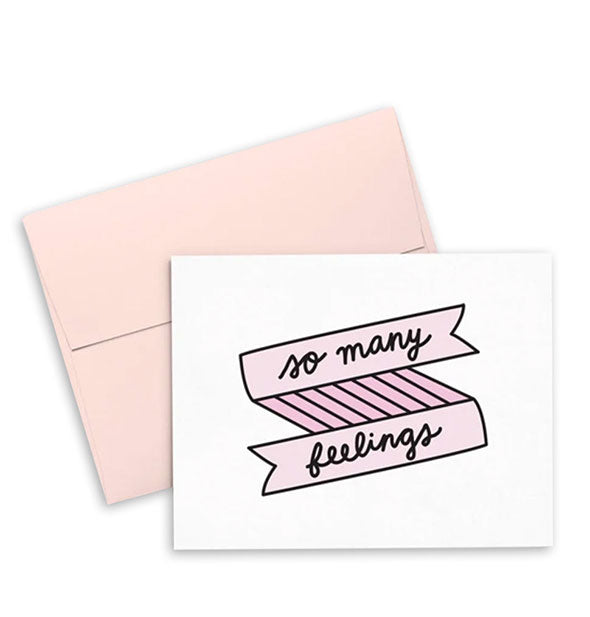 So Many Feelings pink banner card with pink envelope