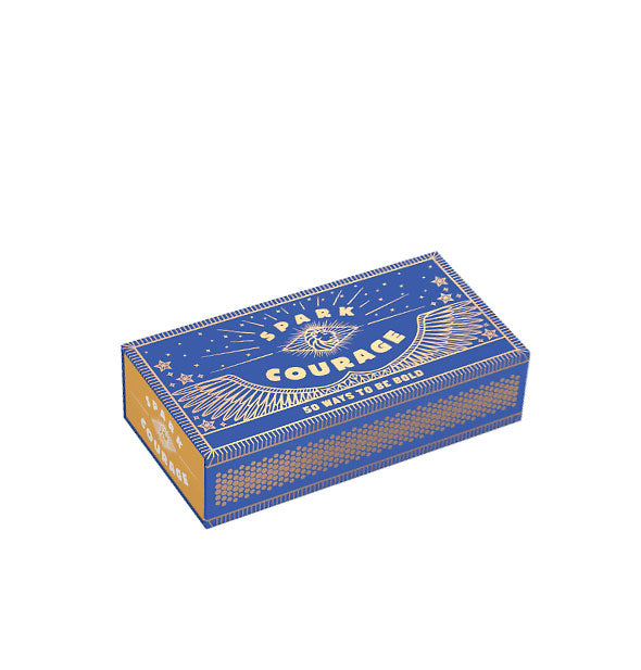 Blue and gold Spark Courage box with wing design accented with stars