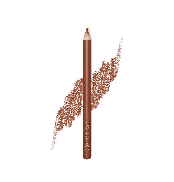 Palladio liner pencil in a light brown shade with drawn product sample behind