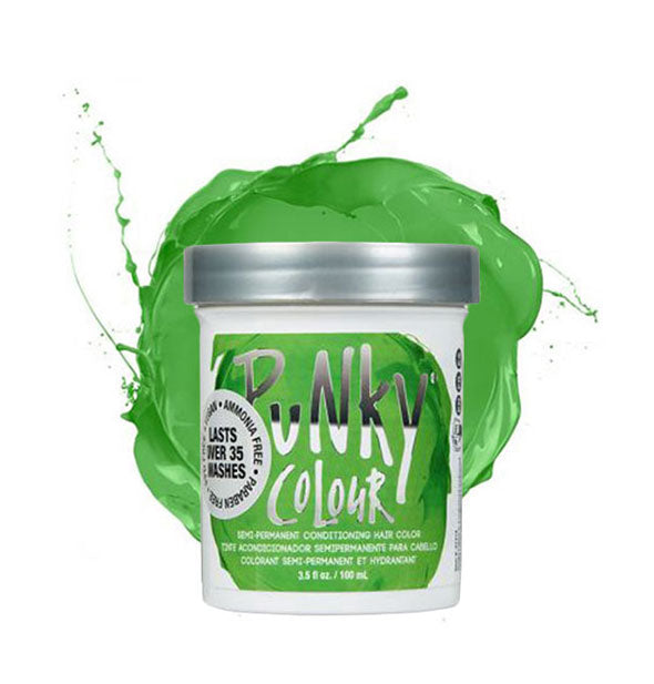 Bright green Punky Colour hair dye container with color splotch