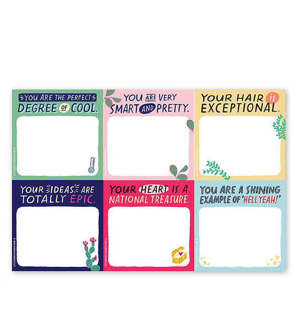 Sample pads from the You Are Very Smart and Pretty Sticky Notes pack