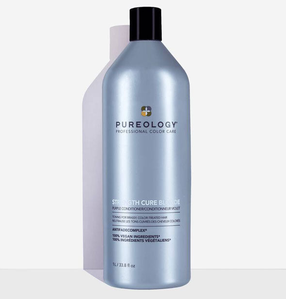 33.8 ounce bottle of Pureology Strength Cure Blonde Purple Conditioner