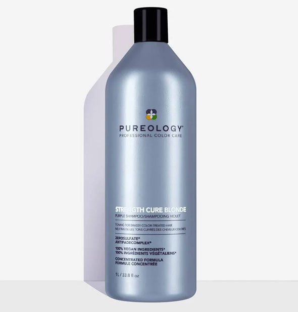 33.8 ounce bottle of Pureology Strength Cure Blonde Purple Shampoo