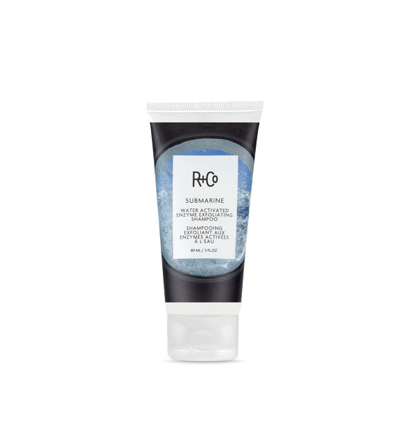 3 ounce bottle of R+Co Submarine Water Activated Enzyme Exfoliating Shampoo