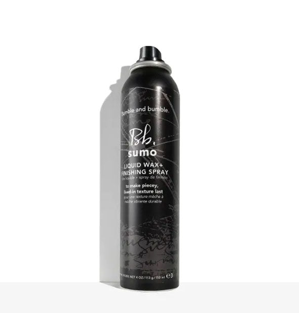 Black 3 ounce can of Bumble and bumble Sumo Liquid Wax + Finishing Spray