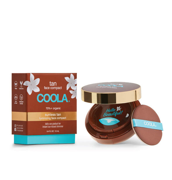 Tan Face Compact by COOLA shown with box