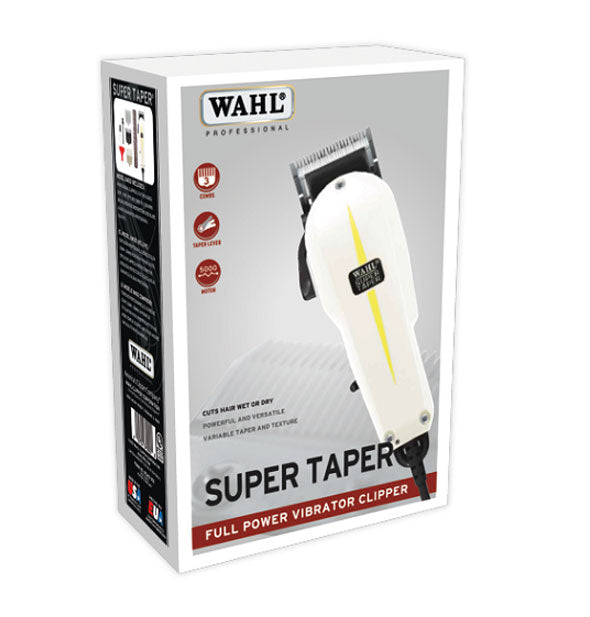 Wahl Super Taper box with image of white clipper on the front