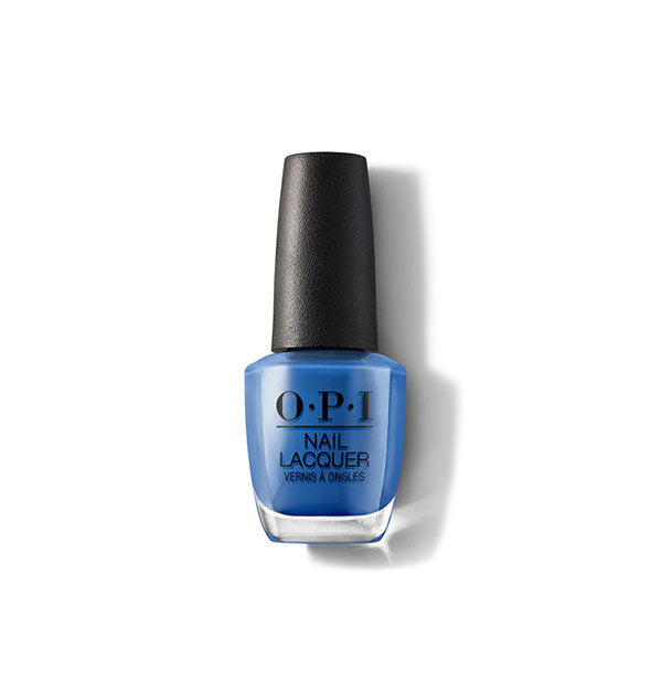 Bottle of OPI Nail Lacquer in a rich blue shade