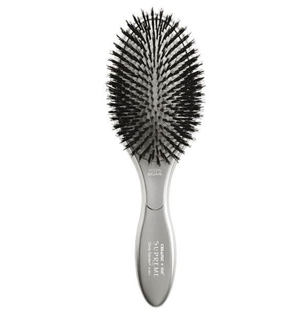Gray Ceramic + Ion Supreme 100% Boar hairbrush with round head and black bristles