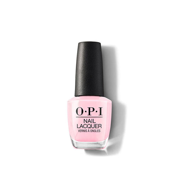 Bottle of OPI Nail Lacquer in a light bubblegum-pink shade
