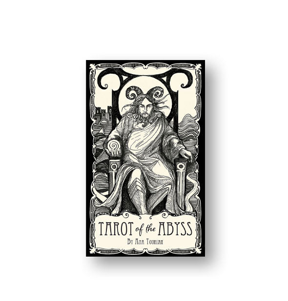 Cover of Tarot of the Abyss by Ana Tourian with black and white illustration