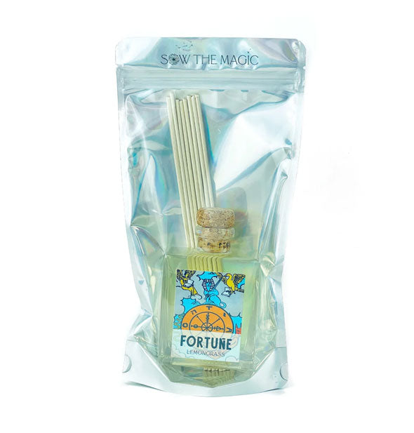 Fortune tarot card reed diffuser pack by Sow the Magic with glass bottle and 8 reeds inside