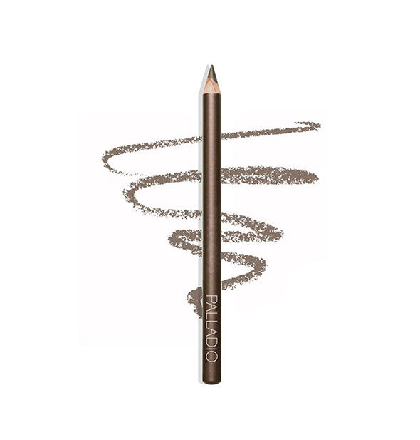 Light brown Palladio makeup pencil with product squiggle drawn behind