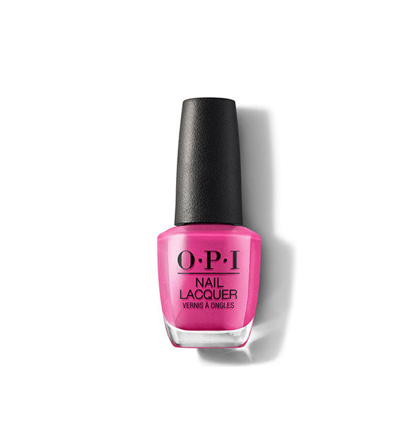Bottle of OPI Nail Lacquer in a hot magenta shade