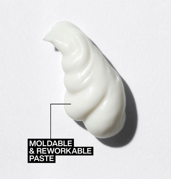 Sample blob of Redken Texture paste is labeled, "Moldable & reworkable paste"