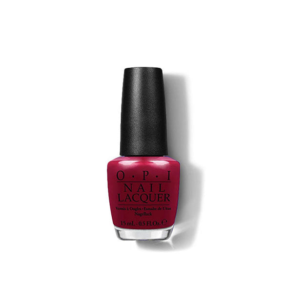 Bottle of OPI Nail Lacquer in a red wine shade