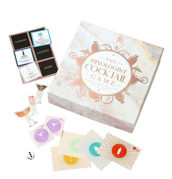 Contents of The Mixologist Cocktail Game with box