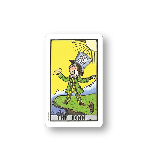 The Fool card from The Wonderland Tarot Deck features an illustration of the Mad Hatter