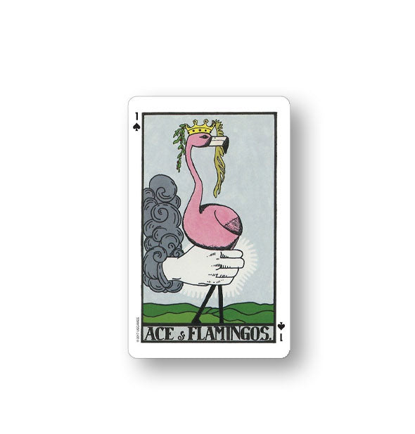 Ace of Flamingos card from The Wonderland Tarot Deck