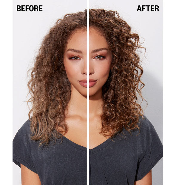 Before and after results of using IGK Thirsty Girl Coconut Milk Leave-In Conditioner