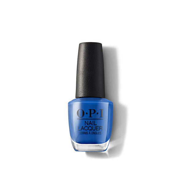 Bottle of OPI Nail Lacquer in a brilliant blue shade