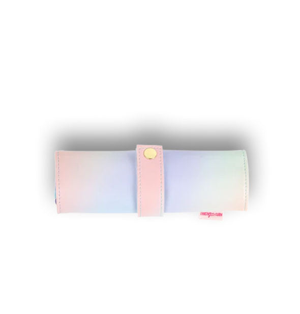 Pastel ombre pouch roll secured with a gold snap button