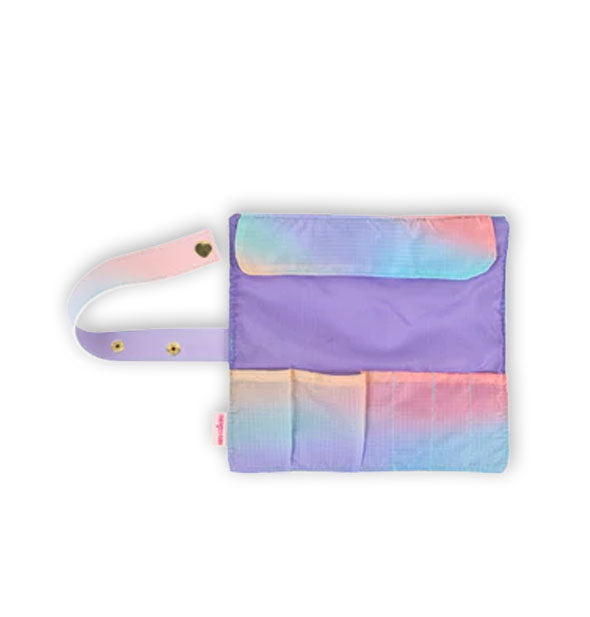 Pastel ombre brush roll with purple interior and side strap