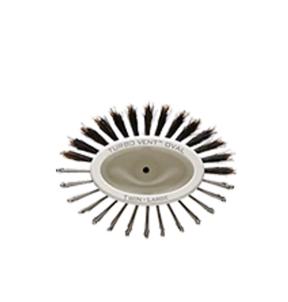 Top view of the Olivia Garden Ceramic + Ion Turbo Vent Oval Brush showing oval barrel shape and bristle pattern.