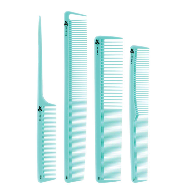 hair Styling Combs 4 Pack Light Blue 