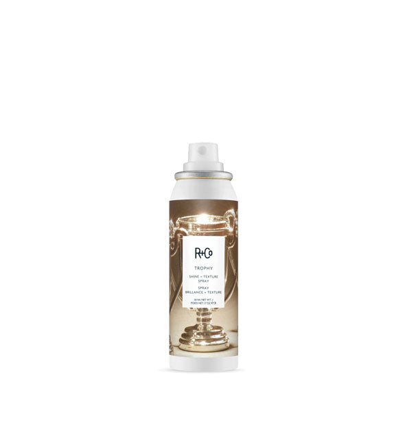 1.7 ounce can of R+Co Trophy Shine + Texture Spray