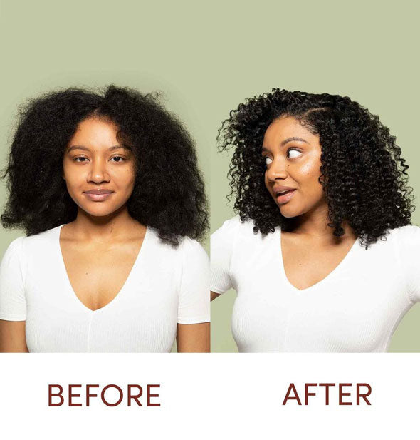 Before and after using Mizani True Textures Moroccan Clay Steam Mask