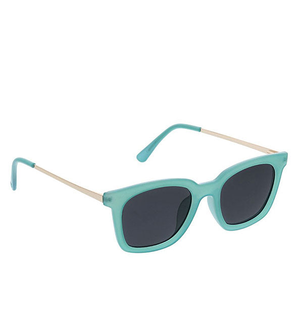 Angled view of Peepers Endless Summer Sunglasses in Turquoise.