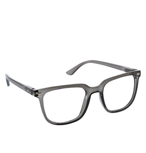 Pair of square-shaped translucent dark gray glasses