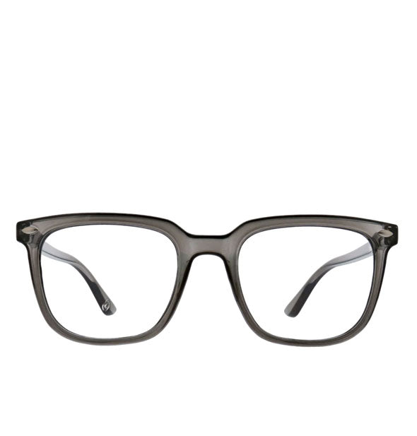 Pair of square-shaped translucent dark gray glasses