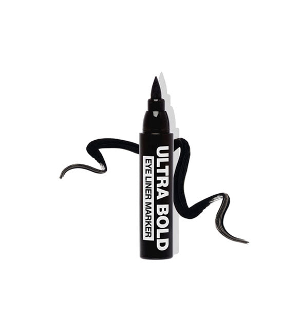 Black Ultra Bold Eye Liner Marker with sample squiggle drawn behind