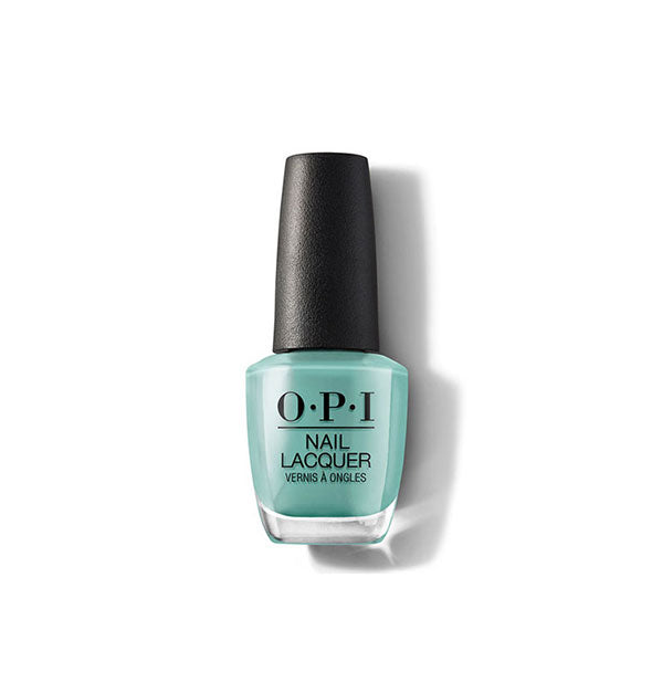 Bottle of OPI Nail Lacquer in a teal shade