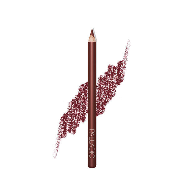 Palladio liner pencil in a berry brown shade with drawn product sample behind